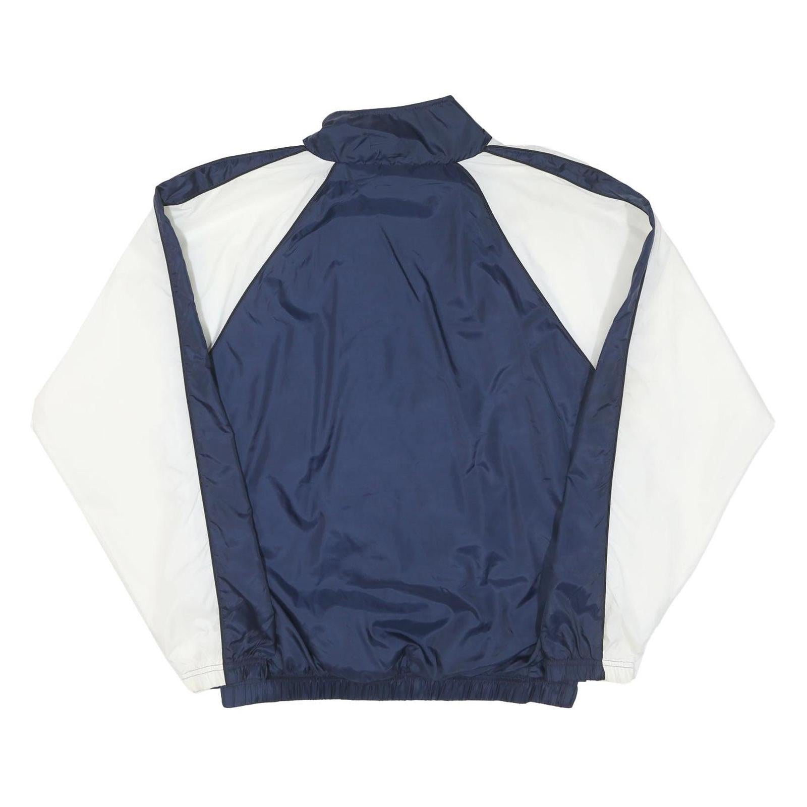 REEBOK Mens Blue & White Track Jacket M Polyester Blend Zip Plain Athletic