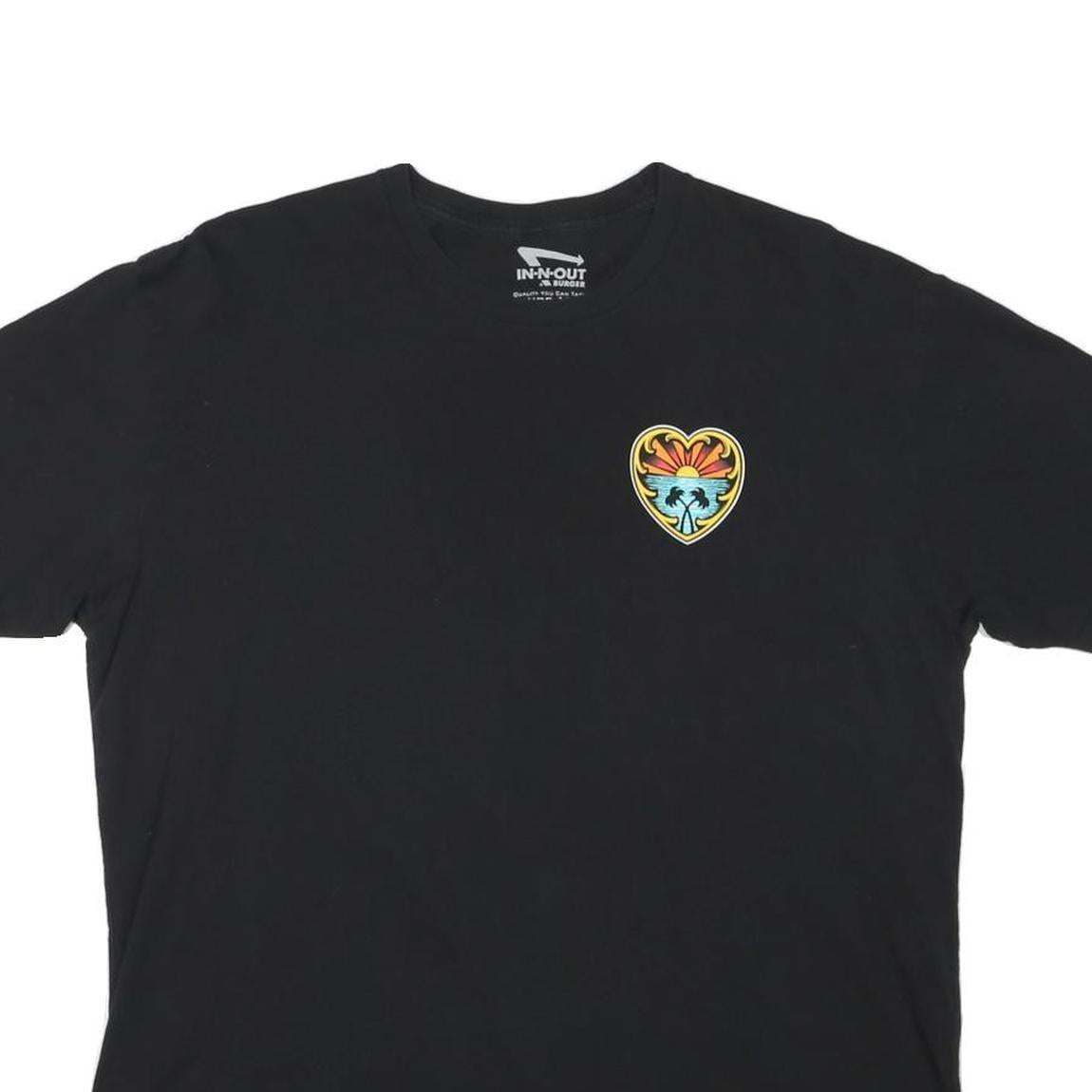 IN N OUT Mens Black XL Graphic T-Shirt Short Sleeve Crew Neck Summer Print