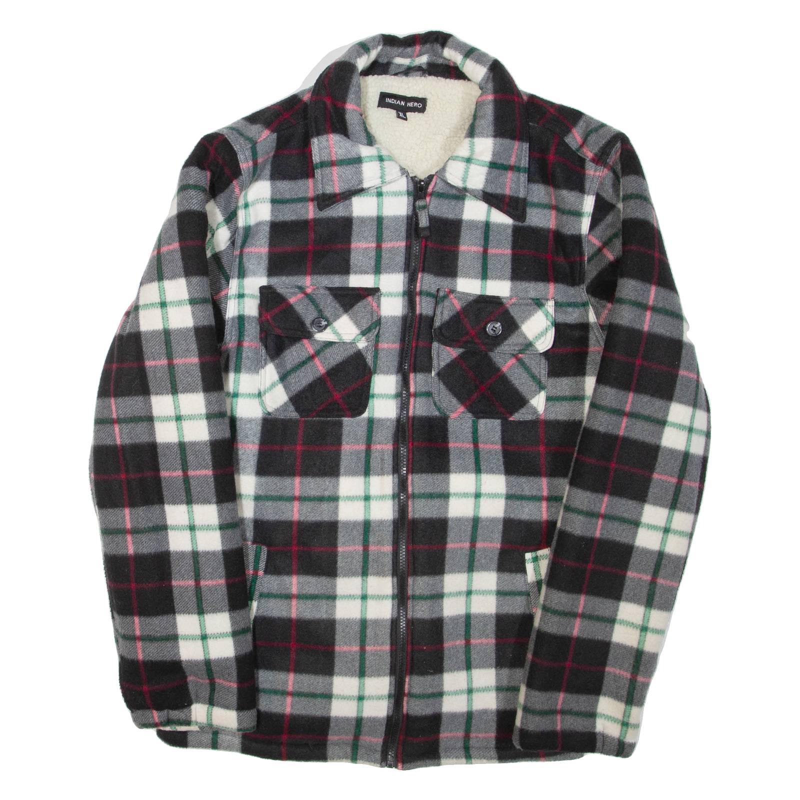 INDIAN HERO Mens Lumberjack Jacket Black Check XL