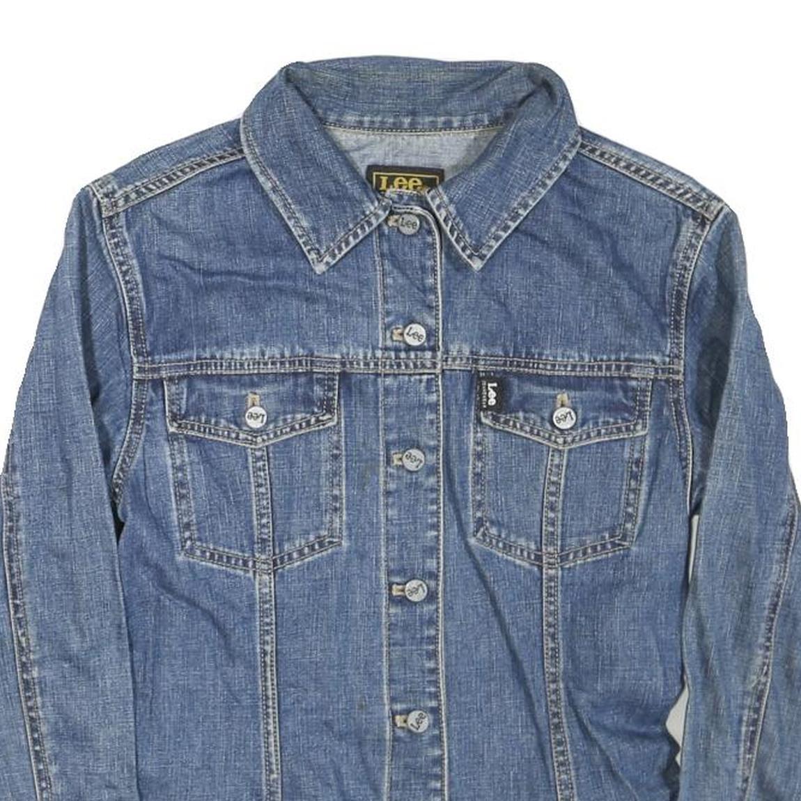 LEE Womens Blue Denim Jacket S Cotton Blend Button Closure Classic Fit Casual