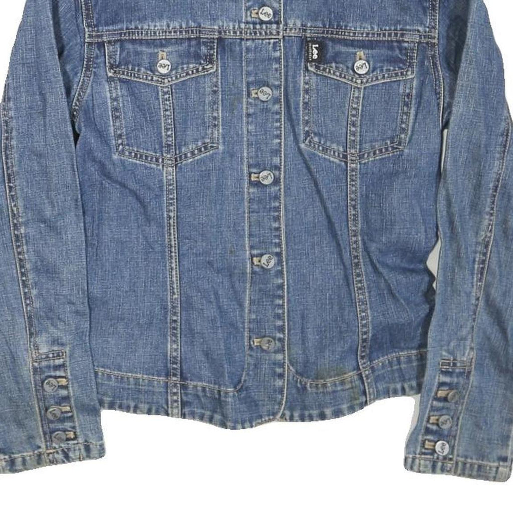 LEE Womens Blue Denim Jacket S Cotton Blend Button Closure Classic Fit Casual
