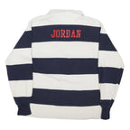 BARBARIAN Mens Blue & White Striped Long Sleeve Rugby Polo Shirt S Jordan