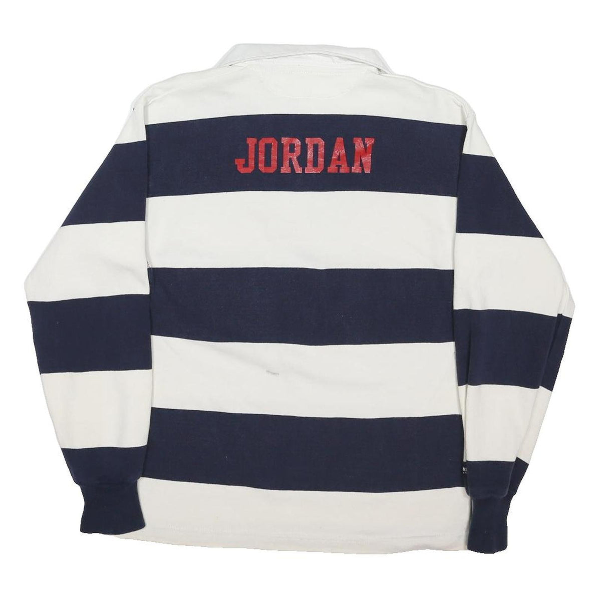 BARBARIAN Mens Blue & White Striped Long Sleeve Rugby Polo Shirt S Jordan