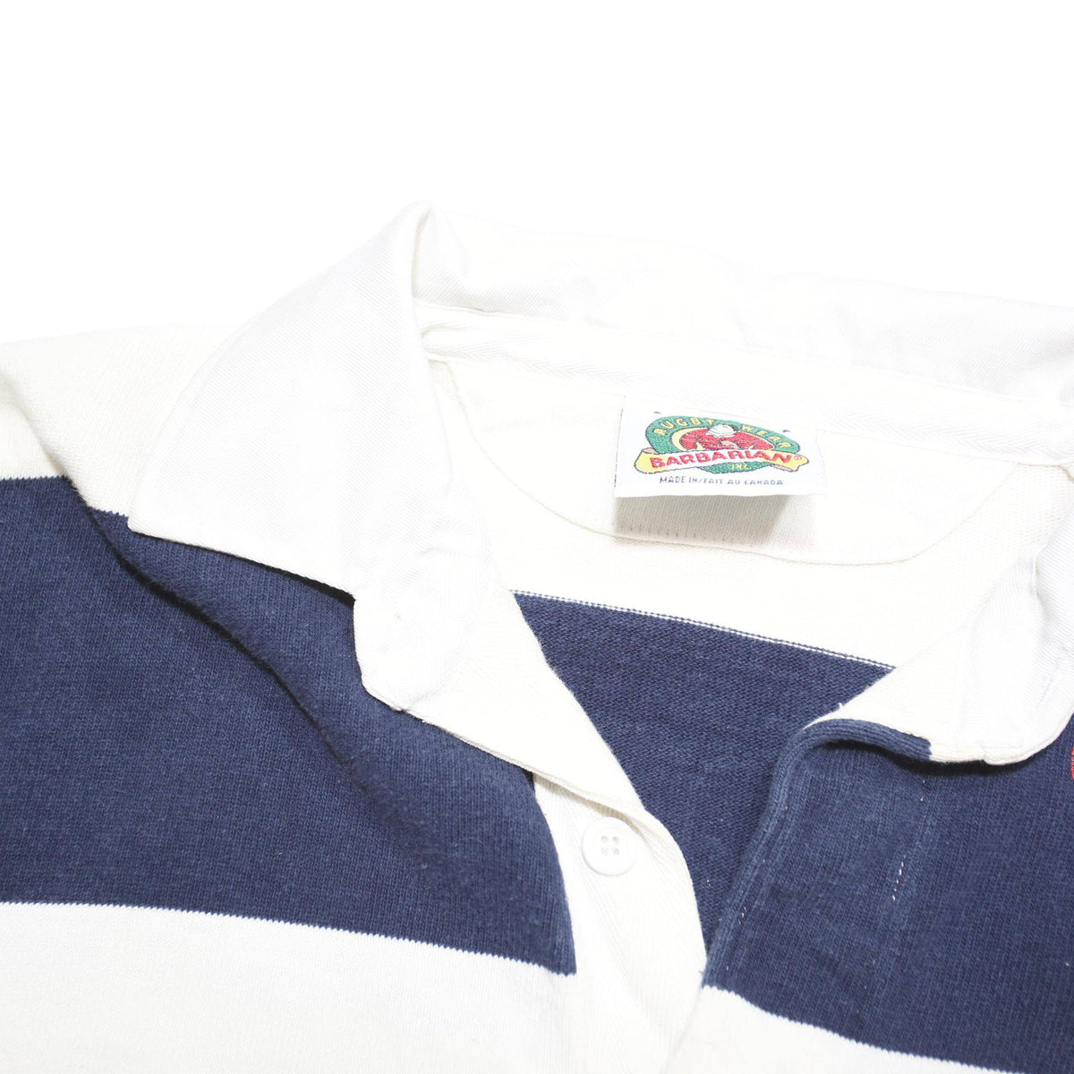 BARBARIAN Mens Blue & White Striped Long Sleeve Rugby Polo Shirt S Jordan