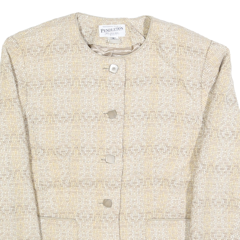 PENDLETON Womens Beige Wool Button Jacket M Woven Classic Design