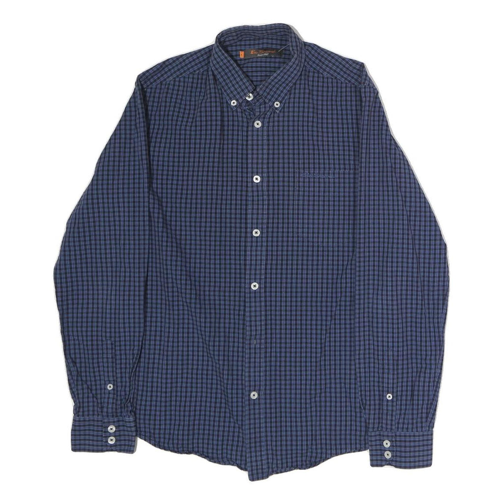 BEN SHERMAN Mens Blue Check Shirt S Button Down Long Sleeve Classic