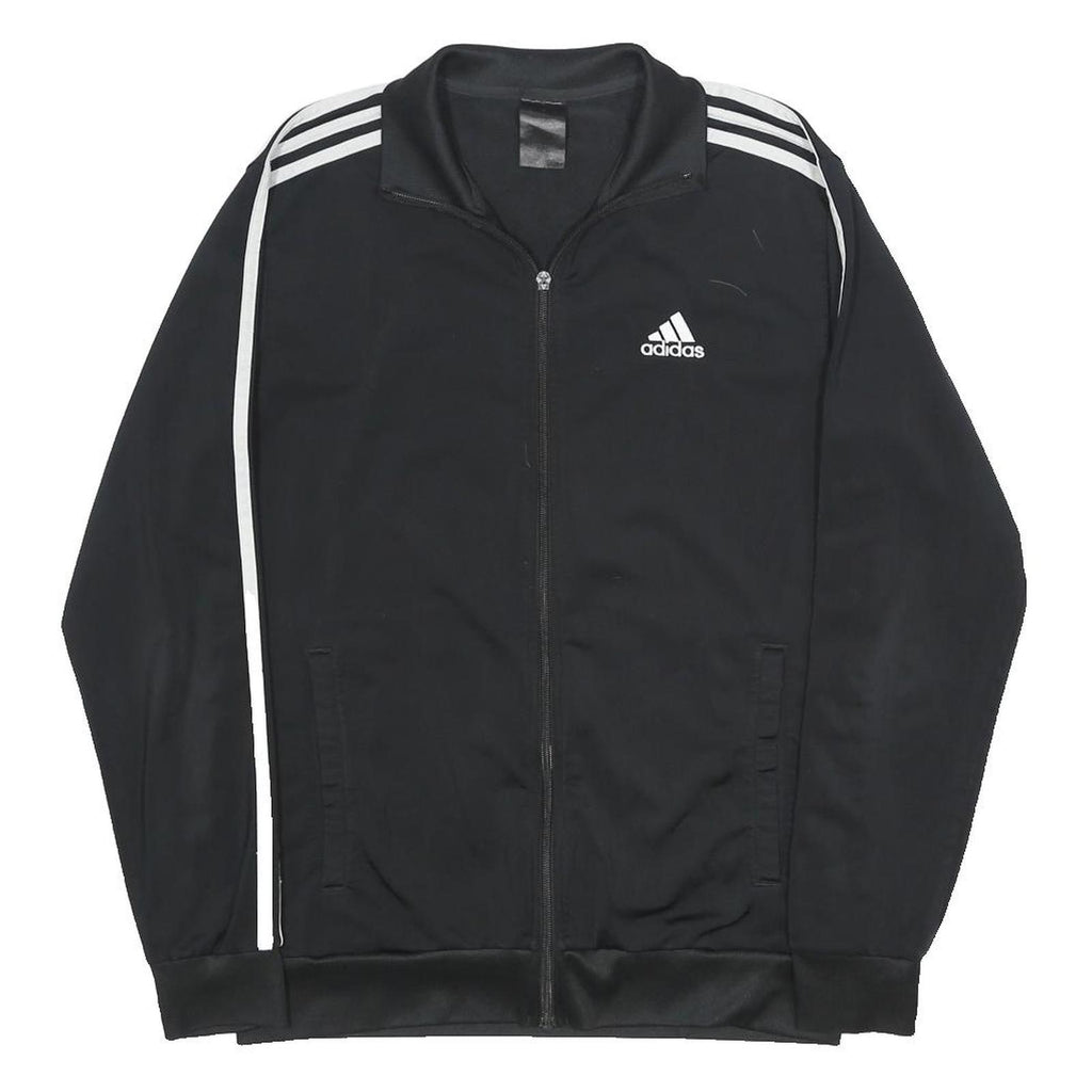 ADIDAS Mens Black White Track Jacket S Polyester Zip Sport Casual