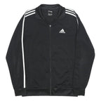 ADIDAS Mens Black White Track Jacket S Polyester Zip Sport Casual