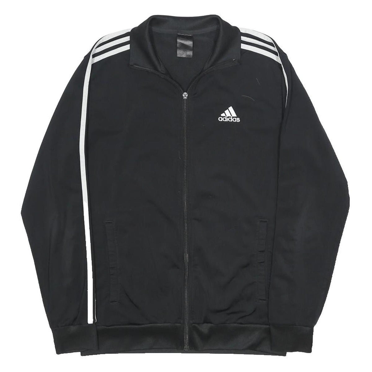 ADIDAS Mens Black White Track Jacket S Polyester Zip Sport Casual