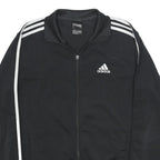 ADIDAS Mens Black White Track Jacket S Polyester Zip Sport Casual