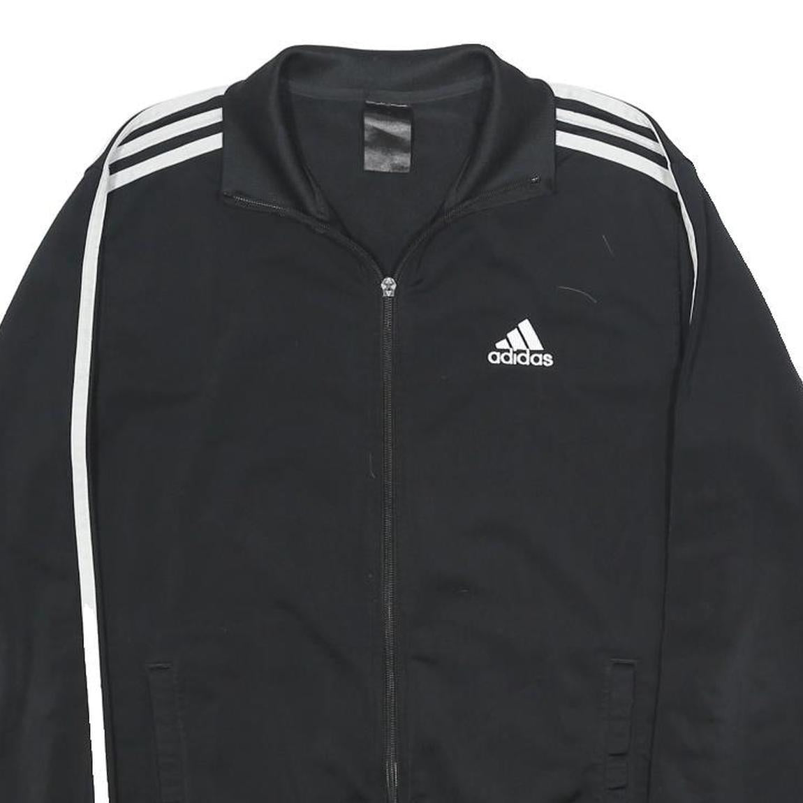 ADIDAS Mens Black White Track Jacket S Polyester Zip Sport Casual