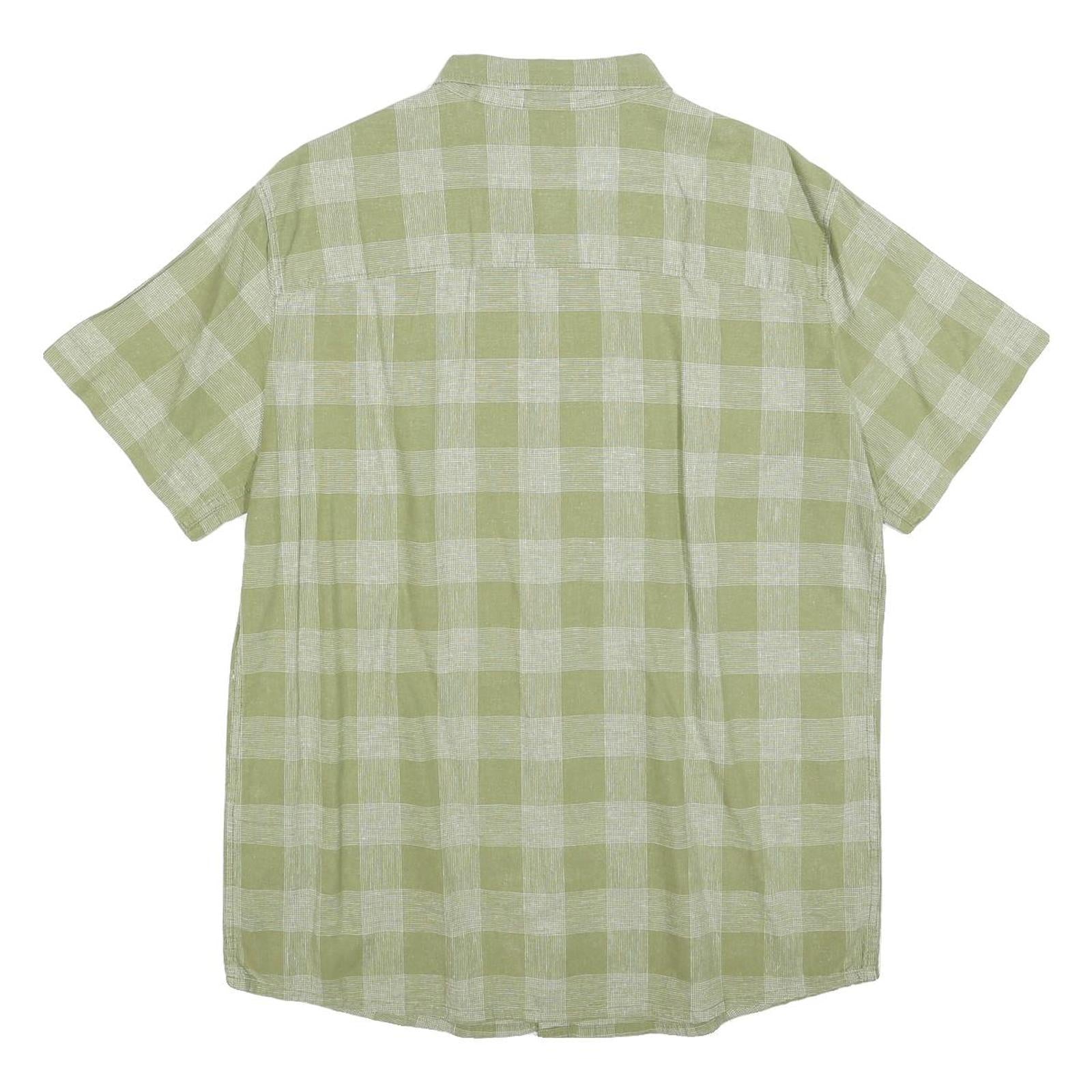 JACK WOLFSKIN Mens Green & Cream Checked Shirt L Cotton Blend Casual Outdoor