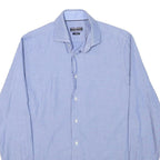 TOMMY HILFIGER Mens Blue Check Cotton Blend Shirt M Classic Fit Button-Up