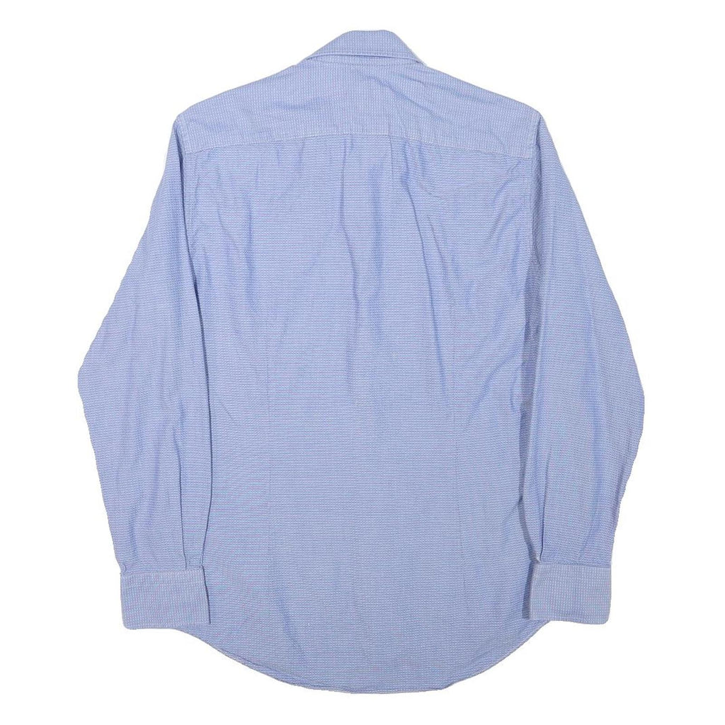 TOMMY HILFIGER Mens Blue Check Cotton Blend Shirt M Classic Fit Button-Up