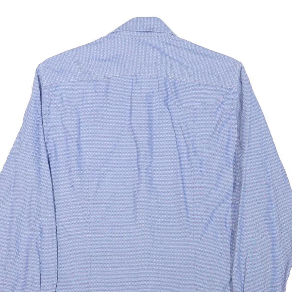 TOMMY HILFIGER Mens Blue Check Cotton Blend Shirt M Classic Fit Button-Up