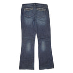 ROCK Womens Blue Regular Flared Denim Medium W34 L34 Zip Cotton Blend Jeans