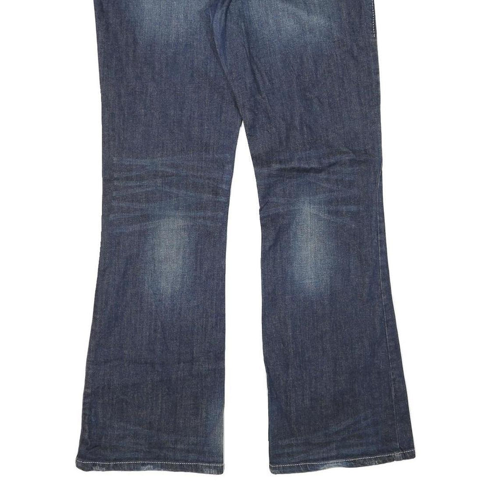 ROCK Womens Blue Regular Flared Denim Medium W34 L34 Zip Cotton Blend Jeans