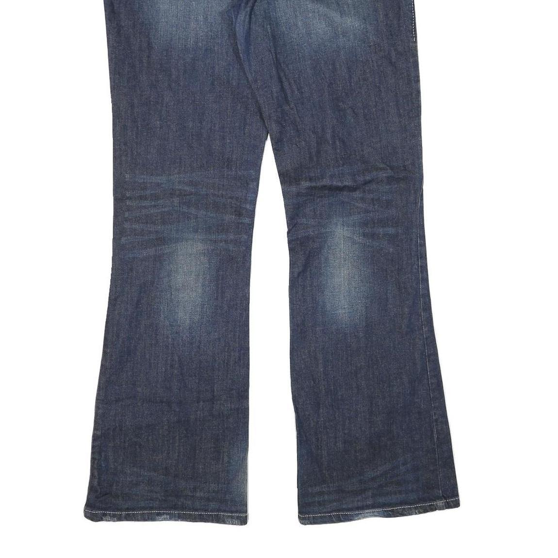 ROCK Womens Blue Regular Flared Denim Medium W34 L34 Zip Cotton Blend Jeans