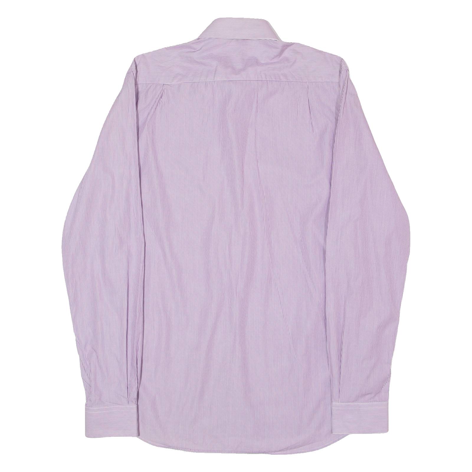 DKNY Slim Fit Mens Shirt Purple Striped Long Sleeve M