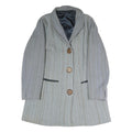 Womens Grey Button Jacket L Polyester Blend Plain Classic Tailored Coat