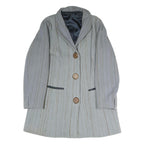 Womens Grey Button Jacket L Polyester Blend Plain Classic Tailored Coat