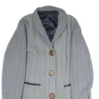Womens Grey Button Jacket L Polyester Blend Plain Classic Tailored Coat