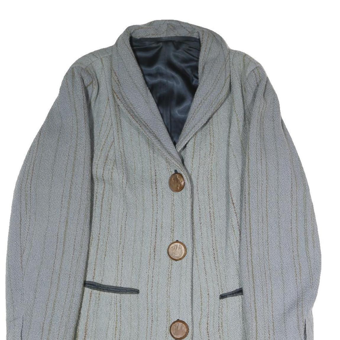 Womens Grey Button Jacket L Polyester Blend Plain Classic Tailored Coat