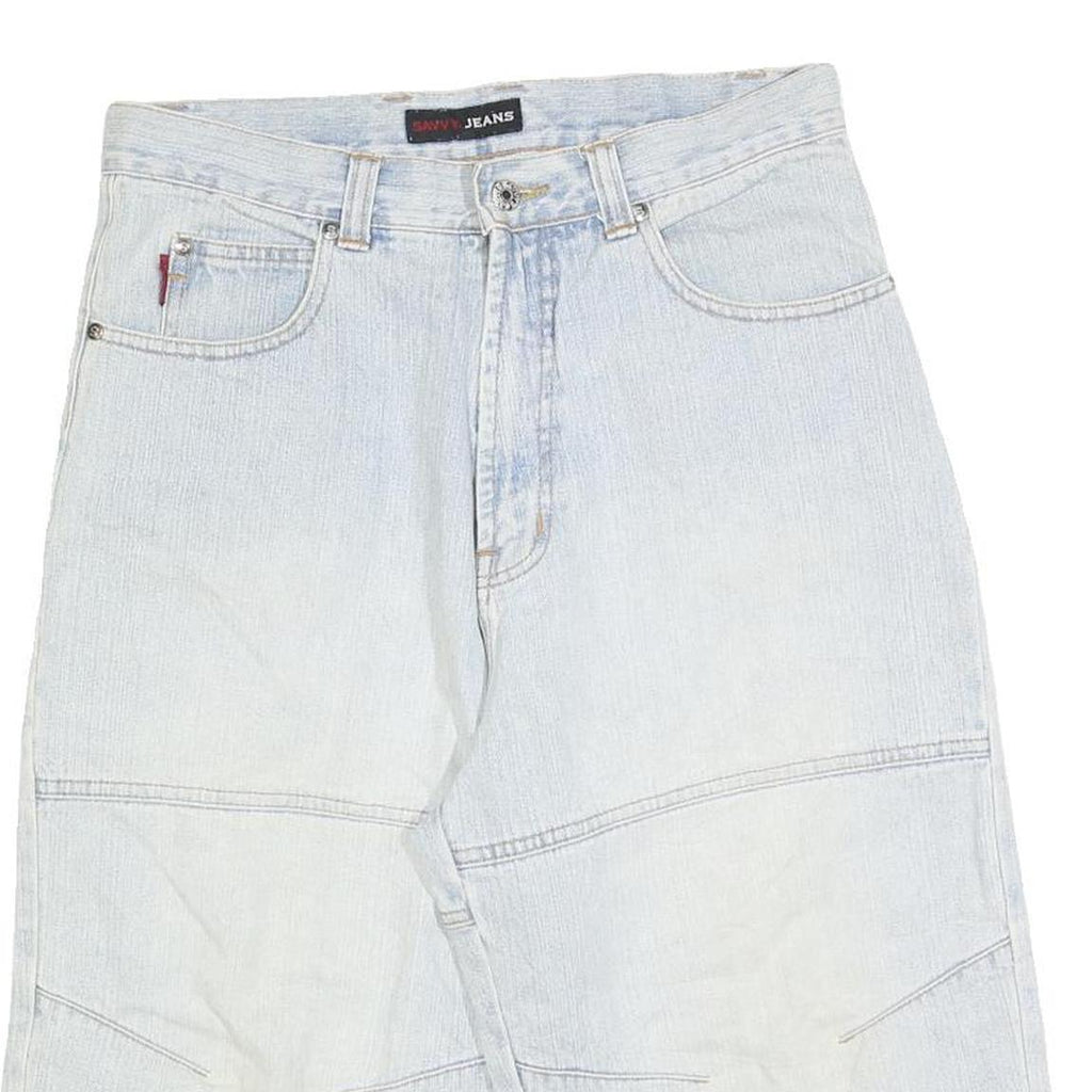 SAVVY JEANS Mens Light Blue Denim Casual Shorts M W32 Lightweight Cotton Blend