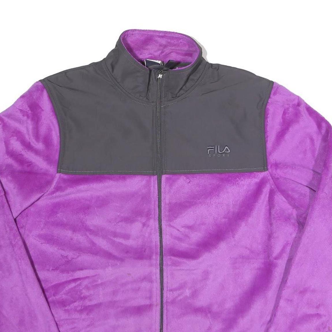 FILA Womens Purple & Grey Sport Jacket XL Polyester Zip Plain Casual Outerwear