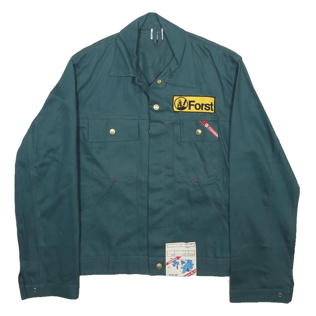 FE Mens Green Button Cotton Workwear Jacket S Plain Pockets