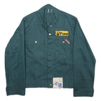 FE Mens Green Button Cotton Workwear Jacket S Plain Pockets