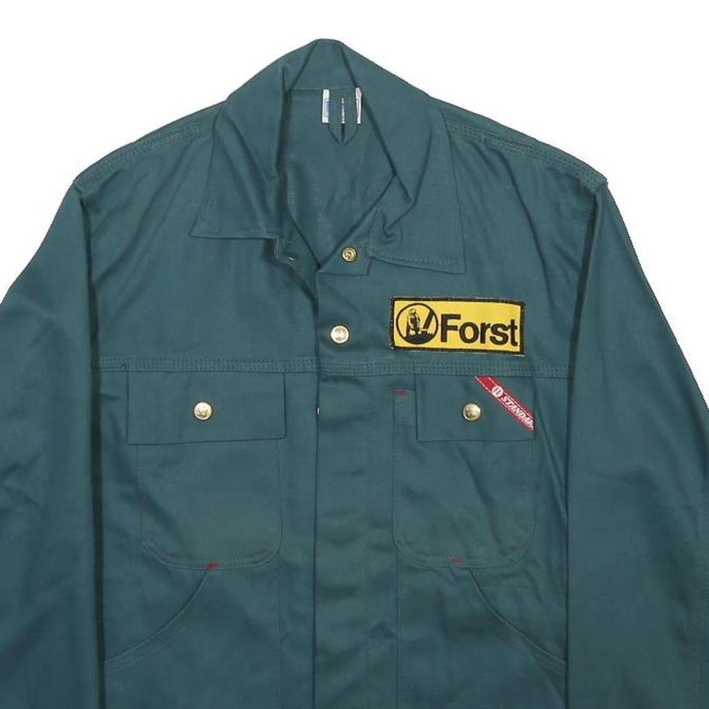 FE Mens Green Button Cotton Workwear Jacket S Plain Pockets