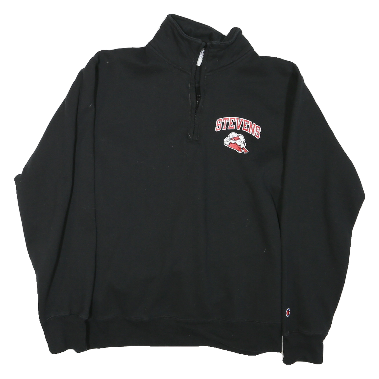 CHAMPION Mens Black Stevens Half Zip M Sweatshirt Cotton Blend Pullover