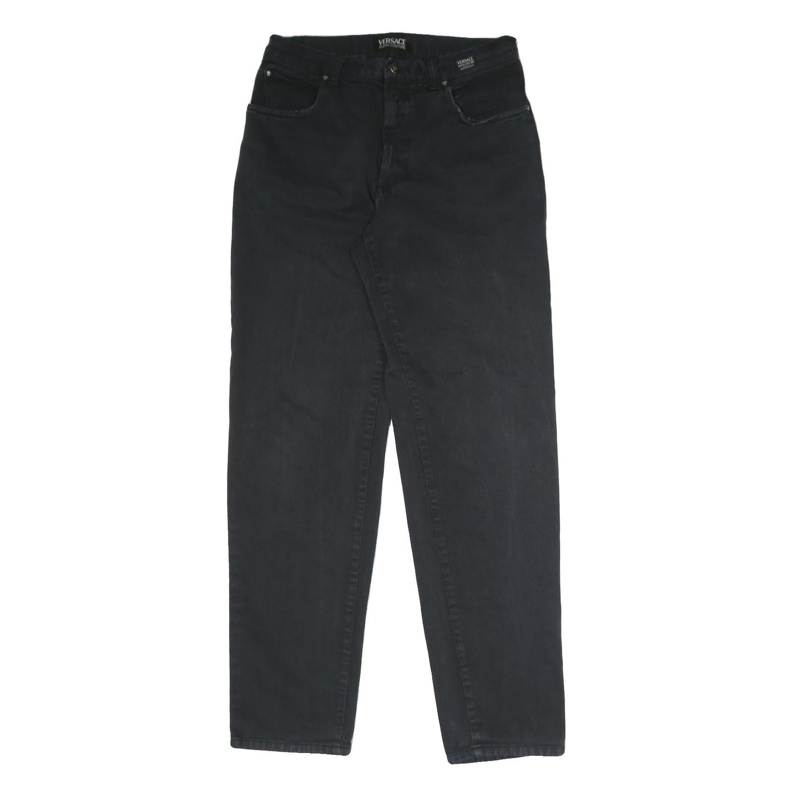 VERSACE JEANS COUTURE Mens Black Regular Straight Denim Medium W32 L35 Cotton