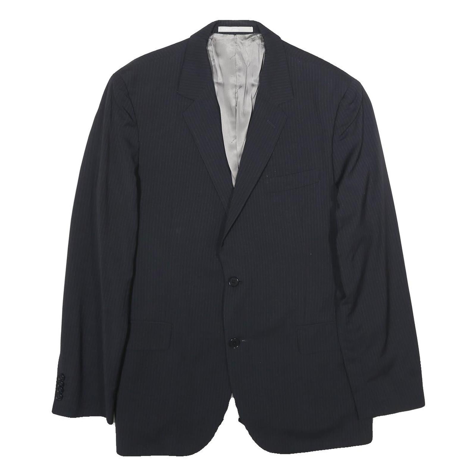 FERRE Mens Black Pinstripe Classic Wool Jacket L Button Classic Fit Formal