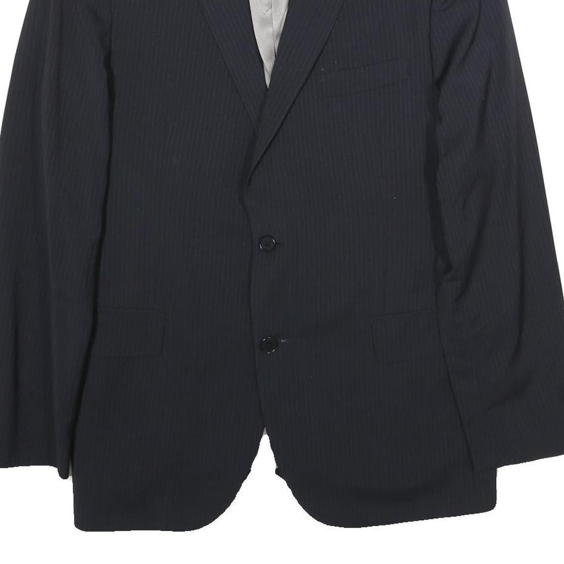 FERRE Mens Black Pinstripe Classic Wool Jacket L Button Classic Fit Formal