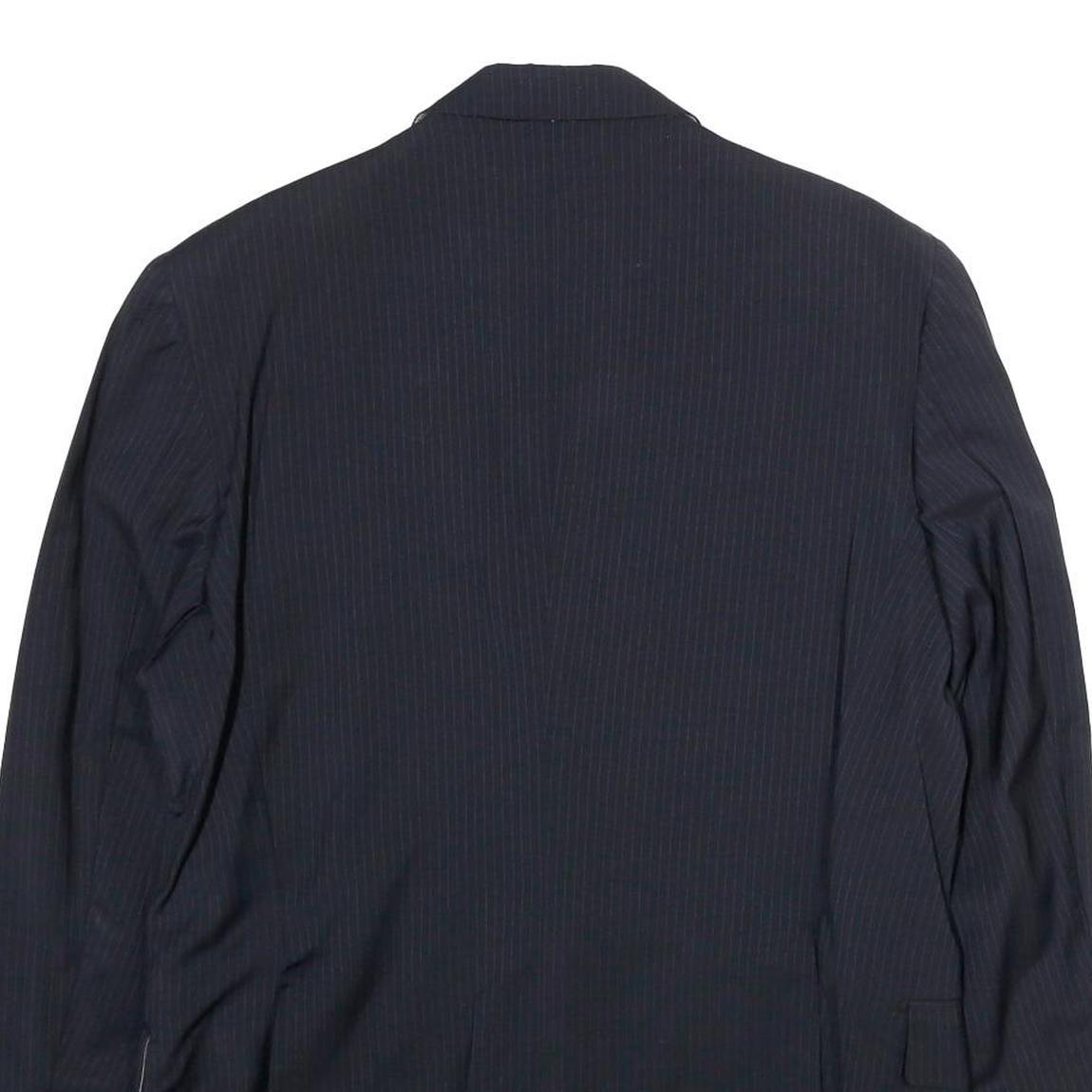 FERRE Mens Black Pinstripe Classic Wool Jacket L Button Classic Fit Formal