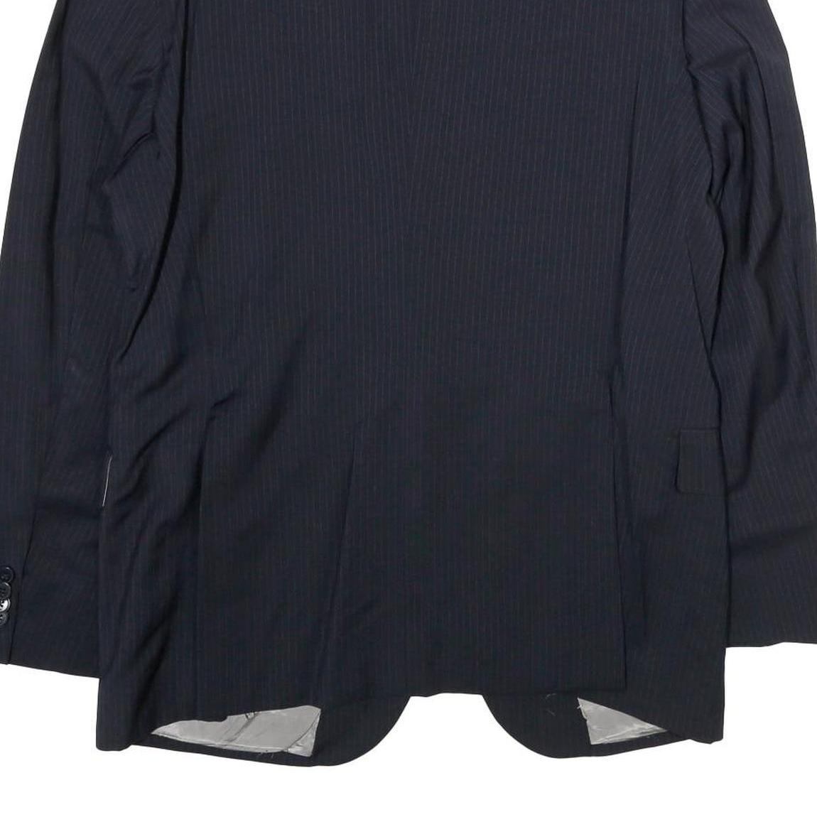 FERRE Mens Black Pinstripe Classic Wool Jacket L Button Classic Fit Formal