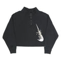 NIKE Womens Black 1/4 Zip M Cotton Blend Crop Sweatshirt Sportswear