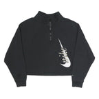 NIKE Womens Black 1/4 Zip M Cotton Blend Crop Sweatshirt Sportswear