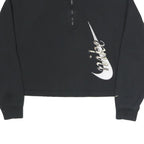 NIKE Womens Black 1/4 Zip M Cotton Blend Crop Sweatshirt Sportswear