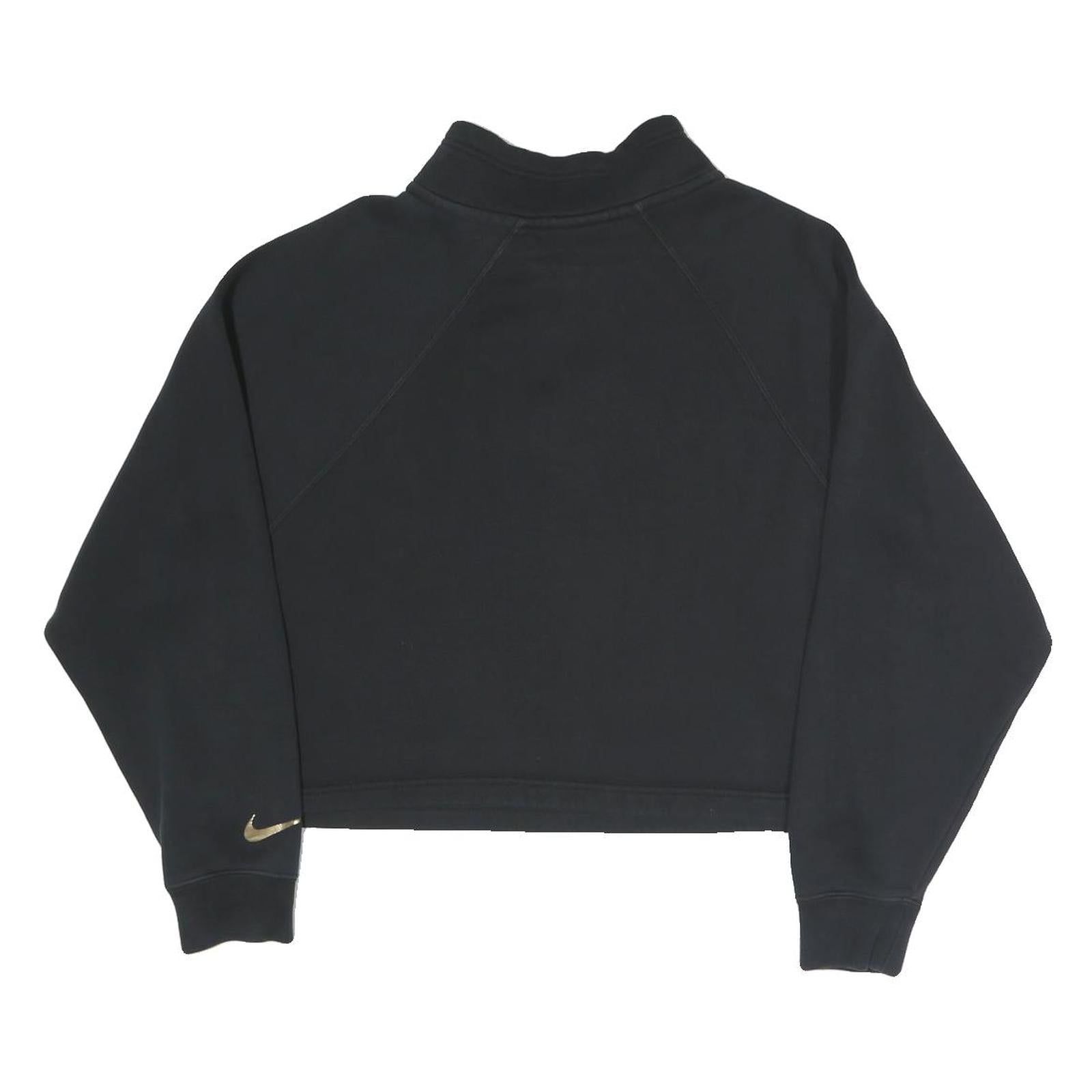 NIKE Womens Black 1/4 Zip M Cotton Blend Crop Sweatshirt Sportswear