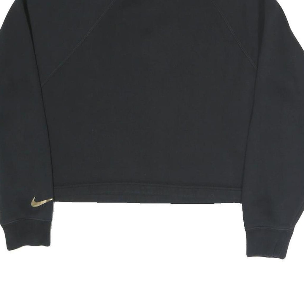 NIKE Womens Black 1/4 Zip M Cotton Blend Crop Sweatshirt Sportswear