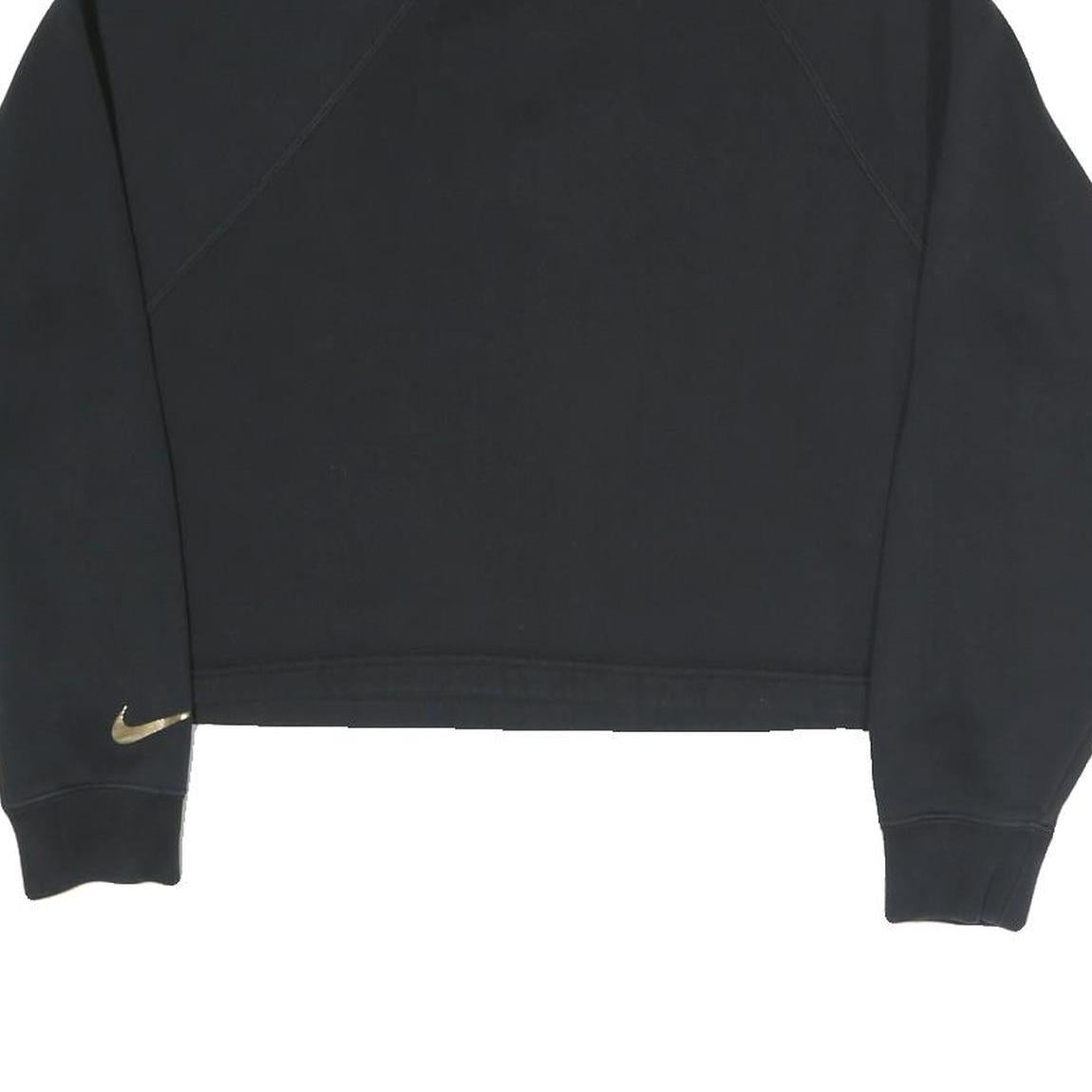 NIKE Womens Black 1/4 Zip M Cotton Blend Crop Sweatshirt Sportswear
