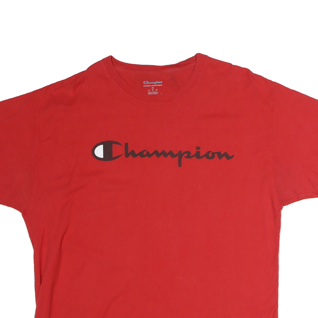 CHAMPION Mens Red Graphic T-Shirt XL Short Sleeve Crew Neck Cotton Casual