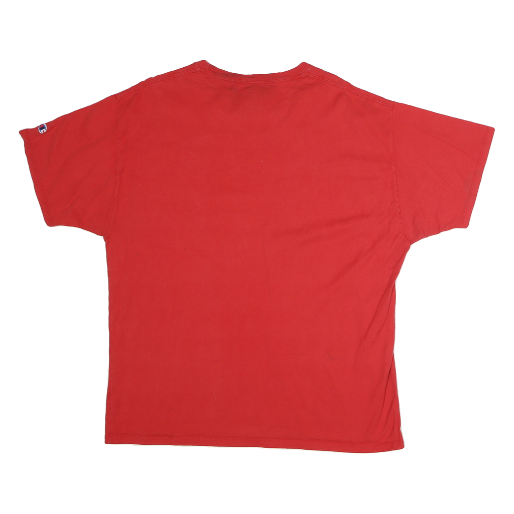CHAMPION Mens Red Graphic T-Shirt XL Short Sleeve Crew Neck Cotton Casual