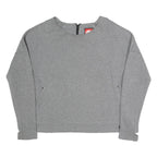 NIKE Womens Grey Sweatshirt Crew Neck L Cotton Blend Pullover Zip Back
