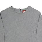 NIKE Womens Grey Sweatshirt Crew Neck L Cotton Blend Pullover Zip Back