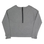 NIKE Womens Grey Sweatshirt Crew Neck L Cotton Blend Pullover Zip Back