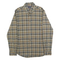 TOMMY HILFIGER Mens Green & Beige Check Shirt S Cotton Blend Classic Button-Down
